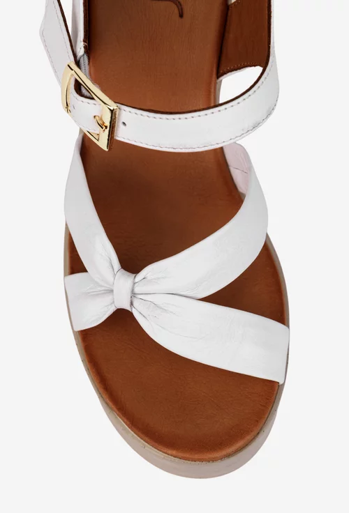 Sandale dama NUR albe din piele naturala