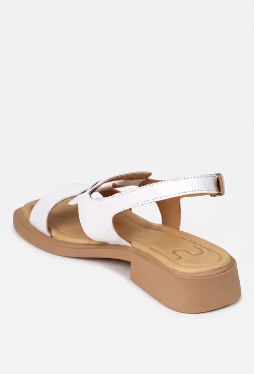 Sandale dama NUR albe din piele naturala