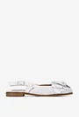 Sandale dama NUR albe din piele naturala cu ornament