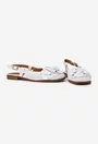 Sandale dama NUR albe din piele naturala cu ornament