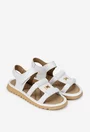 Sandale dama NUR albe din piele naturala cu ornament