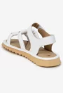 Sandale dama NUR albe din piele naturala cu ornament