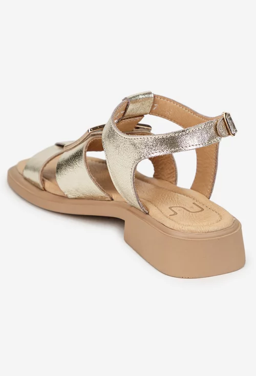 Sandale dama NUR aurii din piele cu ornament