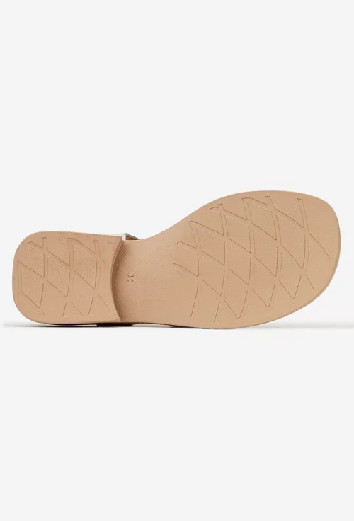 Sandale dama NUR aurii din piele cu ornament