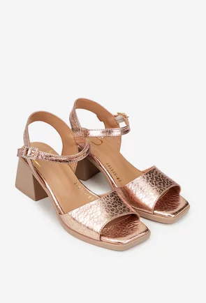 Sandale dama NUR auriu roze din piele
