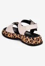 Sandale dama NUR bej cu imprimeu animal print din piele naturala