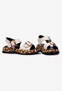 Sandale dama NUR bej cu imprimeu animal print din piele naturala
