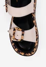 Sandale dama NUR bej cu imprimeu animal print din piele naturala