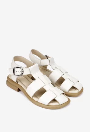 Sandale dama NUR bej din piele naturala
