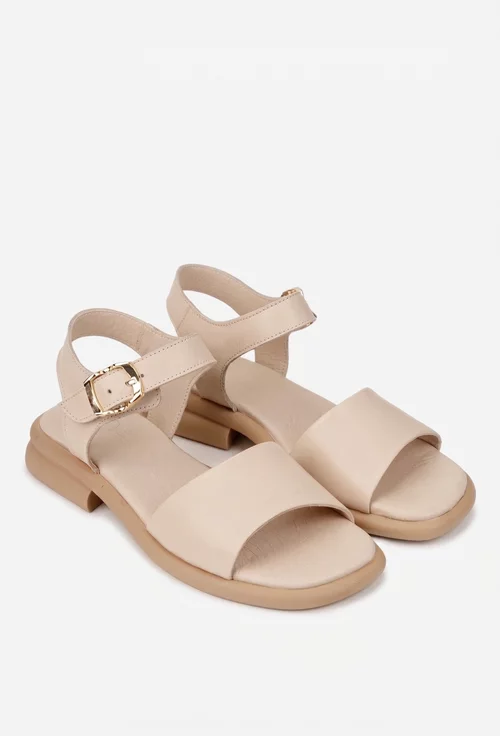 Sandale dama NUR bej din piele naturala