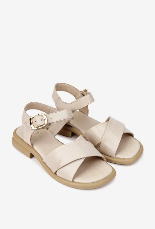 Sandale dama NUR bej din piele naturala