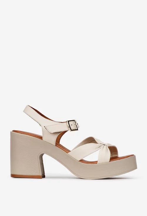 Sandale dama NUR bej din piele naturala