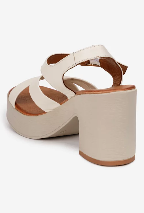 Sandale dama NUR bej din piele naturala