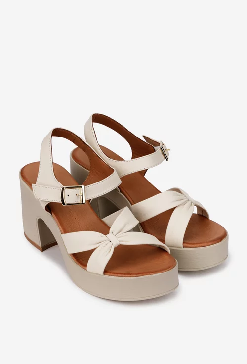 Sandale dama NUR bej din piele naturala