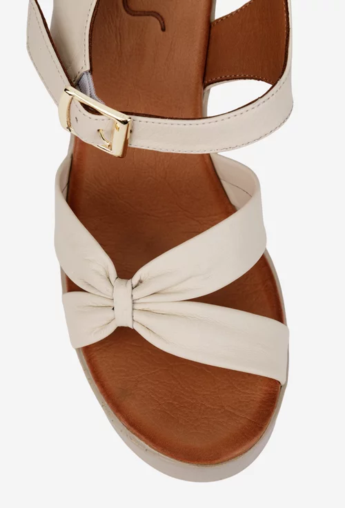 Sandale dama NUR bej din piele naturala