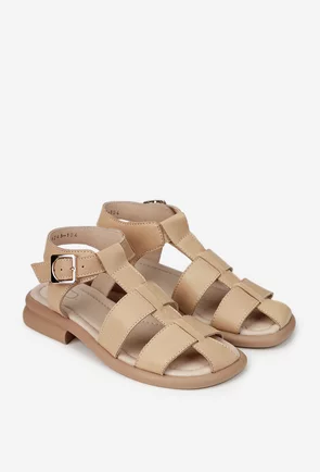 Sandale dama NUR bej din piele naturala
