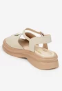 Sandale dama NUR bej din piele naturala