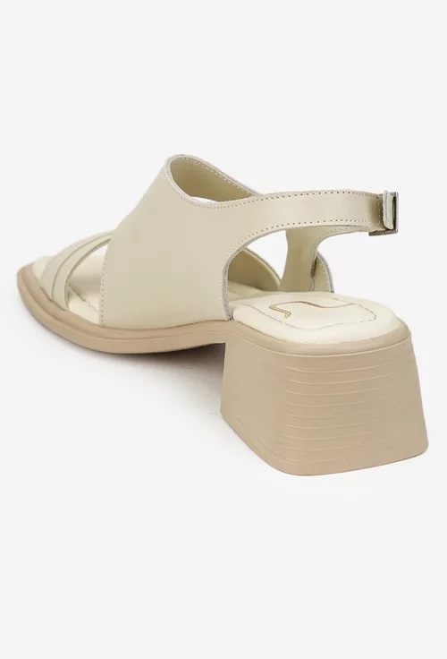 Sandale dama NUR bej din piele naturala