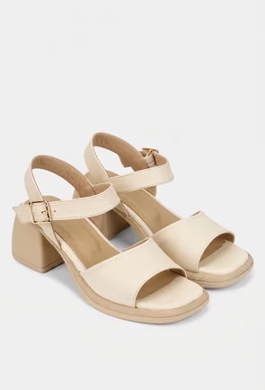 Sandale dama NUR bej din piele naturala