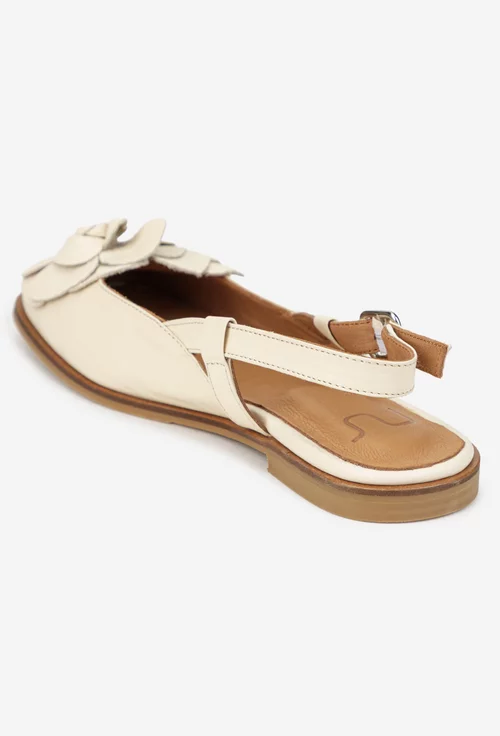 Sandale dama NUR bej din piele naturala cu ornament picture - 5