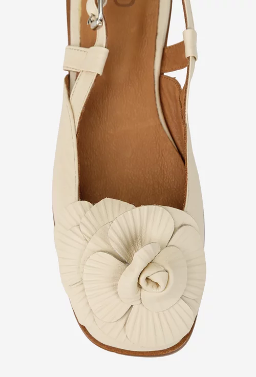 Sandale dama NUR bej din piele naturala cu ornament picture - 8
