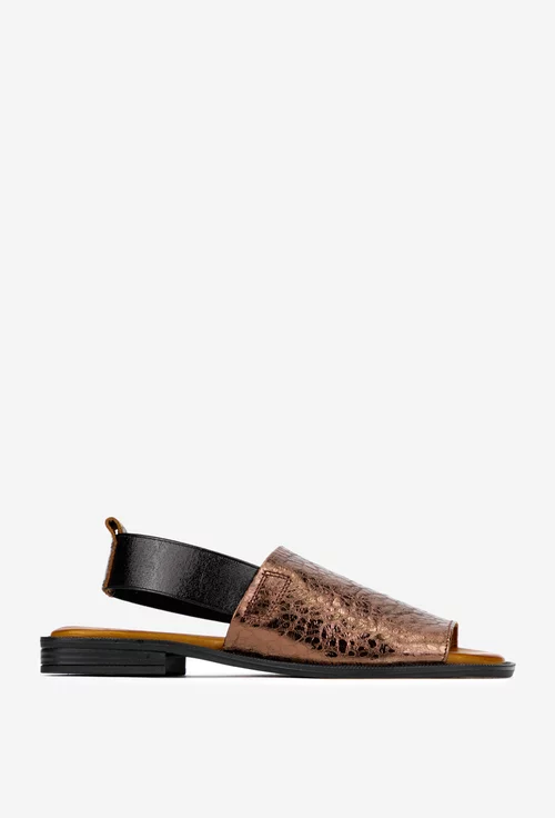 Sandale dama NUR bronz cu negru din piele