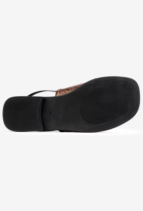 Sandale dama NUR bronz cu negru din piele