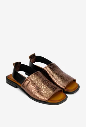 Sandale dama NUR bronz cu negru din piele