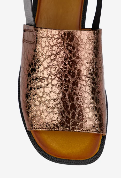 Sandale dama NUR bronz cu negru din piele