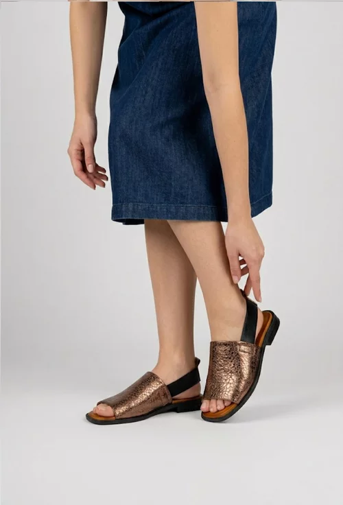 Sandale dama NUR bronz cu negru din piele