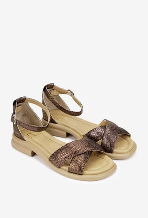 Sandale dama NUR bronz din piele naturala