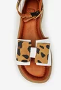 Sandale dama NUR din piele alba cu detalii animal print