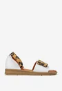 Sandale dama NUR din piele alba cu detalii animal print