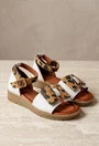 Sandale dama NUR din piele alba cu detalii animal print