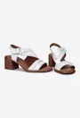 Sandale dama NUR din piele alba cu inchidere velcro