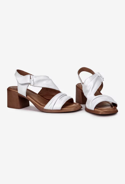 Sandale dama NUR din piele alba cu inchidere velcro