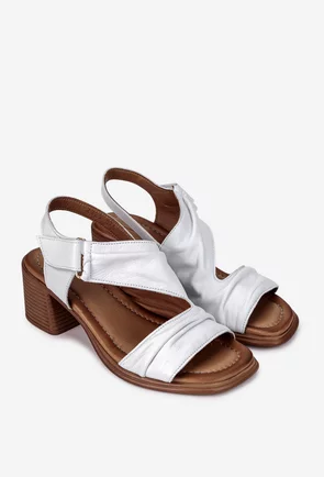 Sandale dama NUR din piele alba cu inchidere velcro