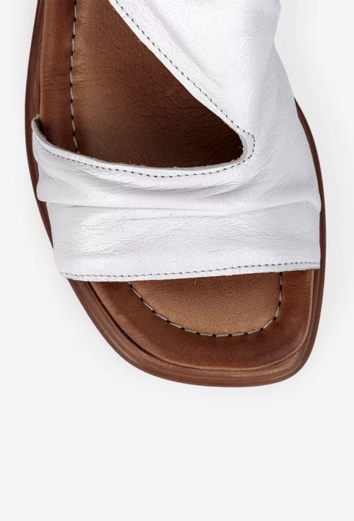 Sandale dama NUR din piele alba cu inchidere velcro