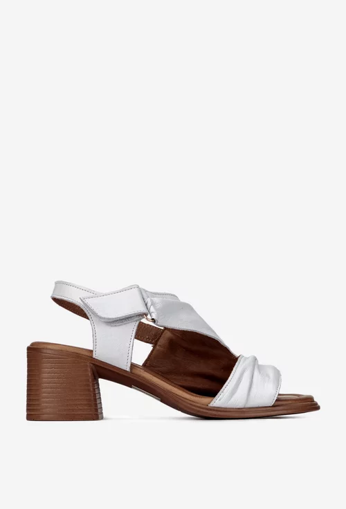 Sandale dama NUR din piele alba cu inchidere velcro