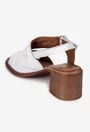 Sandale dama NUR din piele alba cu inchidere velcro