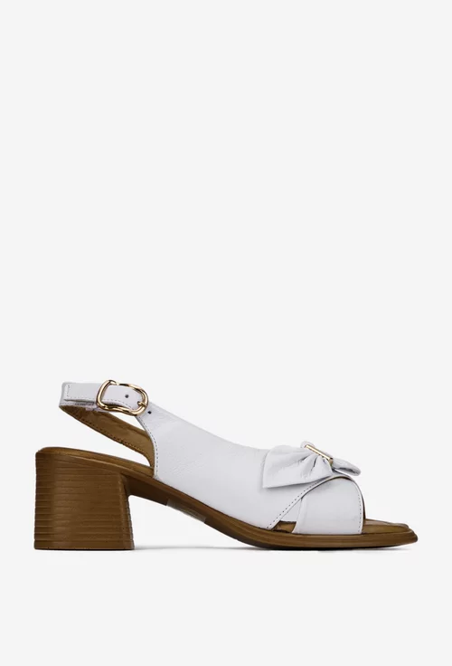 Sandale dama NUR din piele alba cu ornament