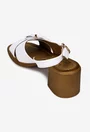 Sandale dama NUR din piele alba cu ornament