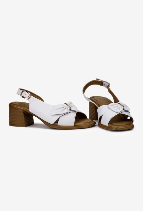 Sandale dama NUR din piele alba cu ornament