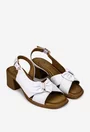 Sandale dama NUR din piele alba cu ornament