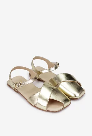 Sandale dama NUR din piele aurie