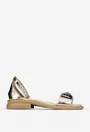 Sandale dama NUR din piele aurie cu ornament