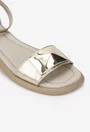 Sandale dama NUR din piele aurie cu ornament