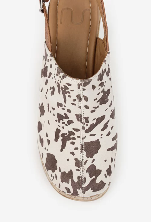 Sandale dama NUR din piele bej animal print cu platforma picture - 8