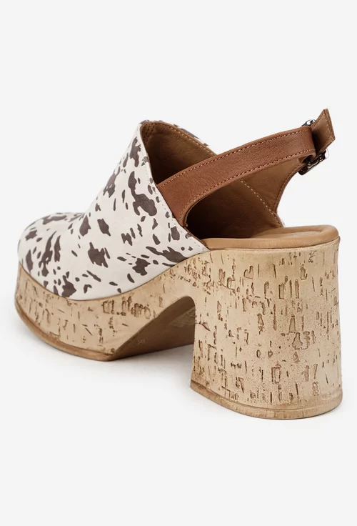 Sandale dama NUR din piele bej animal print cu platforma picture - 5
