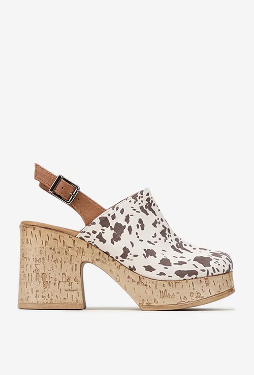 Sandale dama NUR din piele bej animal print cu platforma picture - 4